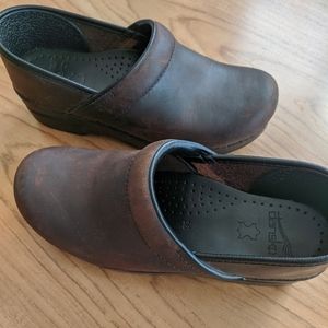 Dansko oiled brown leather clogs